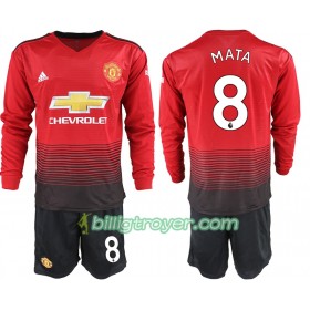 Billige Fotballdrakter Manchester United MATA 8 Barn Hjemmedraktsett 2018/19 Langermet